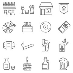 Set of Pub line vector icons. Outline style