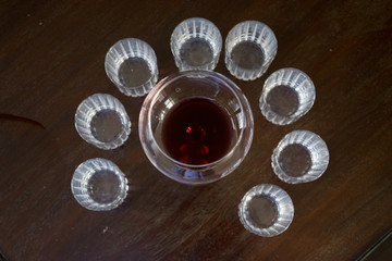 balloon with degustation of red wine