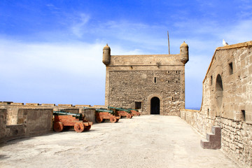 Fototapeta na wymiar Fortress wall, Skala du Port, Essaouira, Morocco