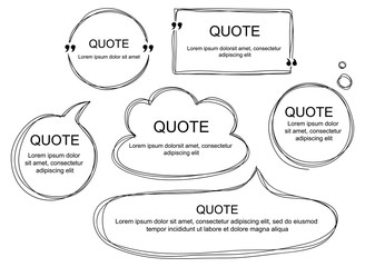 Vector set of scribbled comic speech bubbles