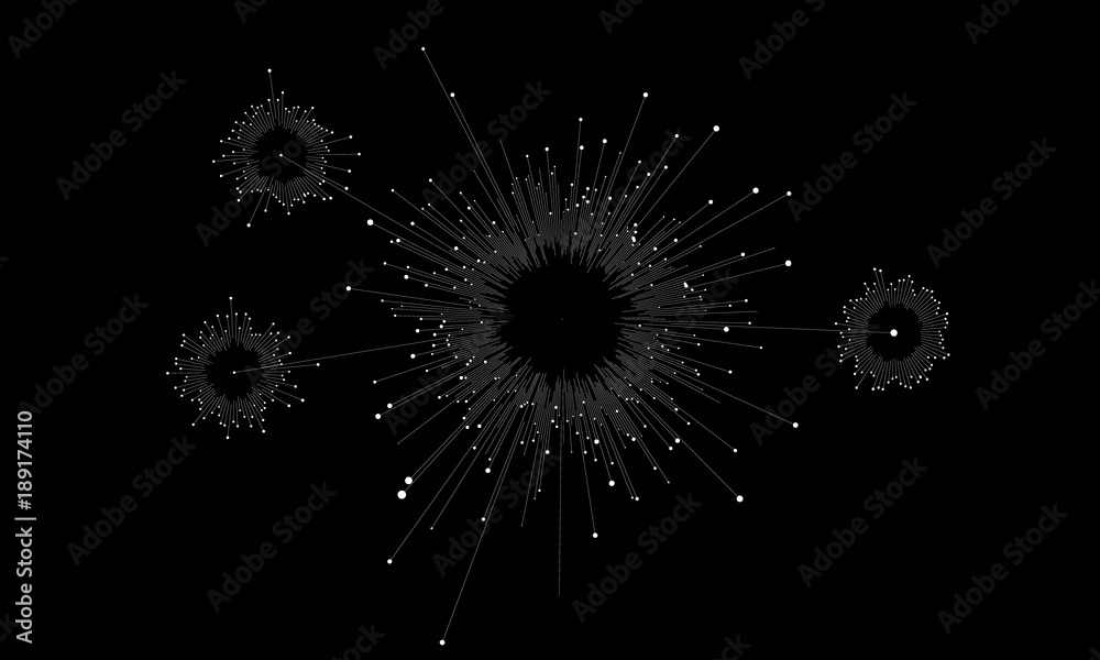 Poster Big data circular visualization. Futuristic infographic. Information aesthetic design. Visual data complexity. Complex data threads analysis. Social network representation. Abstract business graph.