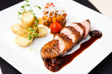 Roasted duck with pear