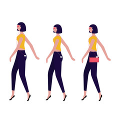 Fototapeta premium ladies walking in one direction isolated on background vector set