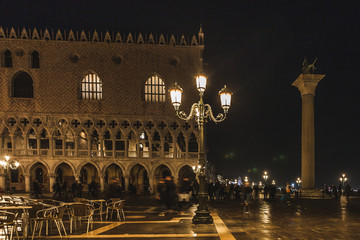 VENICE, ITALY - JANUARY 02 2018: night view of the  Palazzo Ducale in San Marco Square