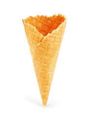 Delicious ice-cream cone on white background