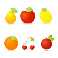 Set of fresh fruit on a white background. Vector illustration .