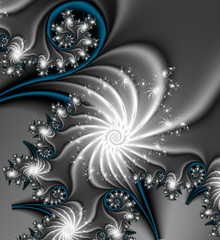 Fractal 3D ornament on abstract grey background.