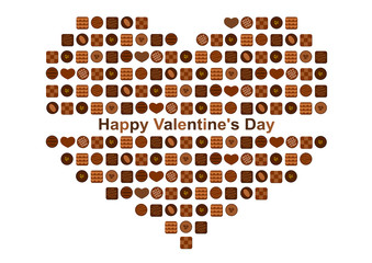 バレンタインデーのイラスト: ハート型のチョコレート模様