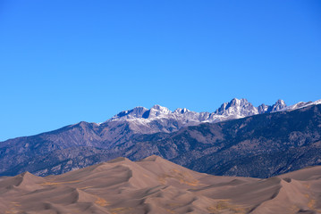 Great Sand Dunes National Park with blue sky