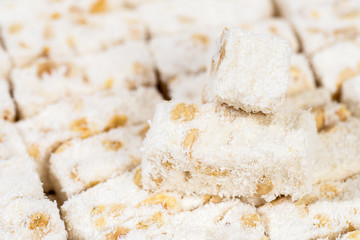 Turkish delight close up background