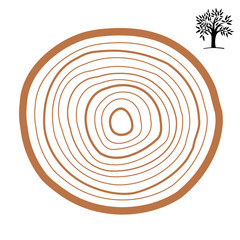 Cross-section of a tree abstract ring. Vector symbol isolated on white background.