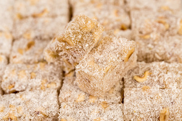 Turkish delight close up background