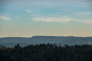 Fototapeta na wymiar Wind power near the village