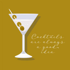 Martini cocktail in a glass vector illustration