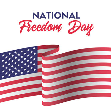 USA national freedom day. Greeting card with american flag