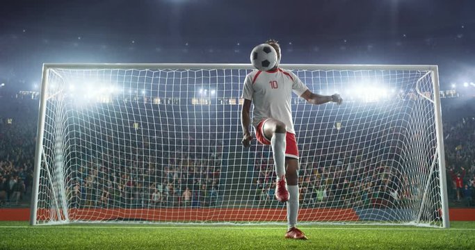 Soccer player on professional stadium