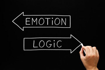 Emotion Logic Arrows Concept Blackboard - obrazy, fototapety, plakaty