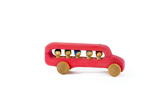 Wooden toy mini bus