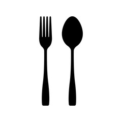 cutlery vector icons set of silhouettes. fork and spoon