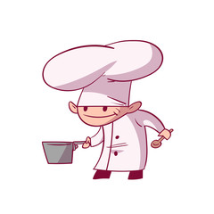 Colorful vector illustration of a cartoon chef