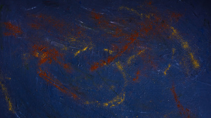 top view of spices on dark blue surface