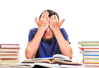 Tired Student with a Books
