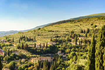 Fototapeta na wymiar Landscape from a viewpoint in Spello, Umbria