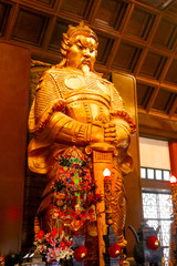 Che Kung God statue at Che Kung Temple andmark temple and a popular tourist attraction in Hong Kong