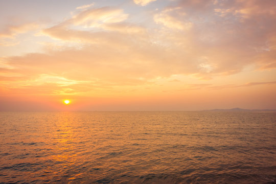 Beautiful sunset on the beach and sea