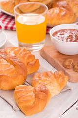 Breakfast with brioches. 
