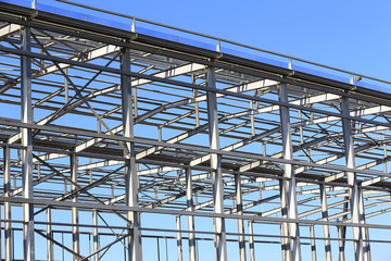 The steel frame structure is under construction