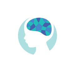 Child brain icon. Brain research concept