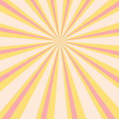 Abstract background with pastel yellow and pink sunbeams. Vector illustration