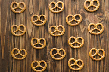 pretzeis on wooden background