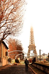 Cold Misty Morning in Paris Wallpaper