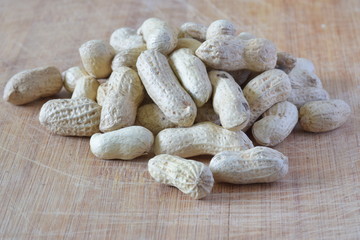 Peanut on wooden background