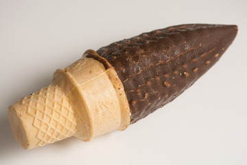 chocolate and vanilla cone

