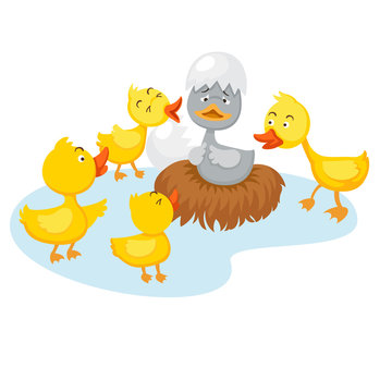 Fairy tale ugly duckling,vector illustration.