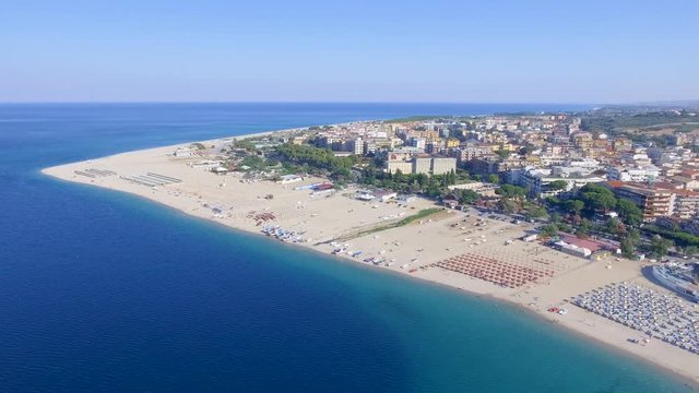 Beautiful aerial view of Soverato beach in summer season, Calabria, Italy