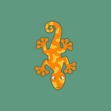 Vector illustration of an orange gecko in a flat style.