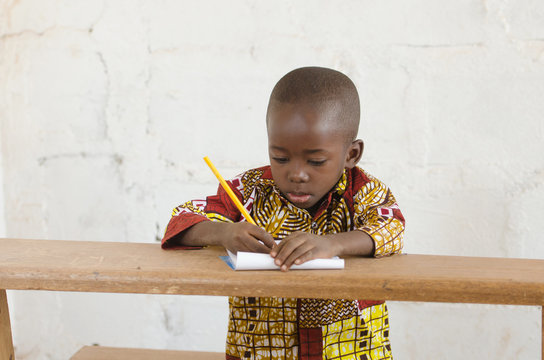 African Black Ethnicity Boy Studying Portrait Shot