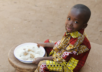 Eating in Africa - Little Black Boy Hunger Symbol