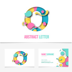 Paper cut letter o .Realistic 3D Creative Letter design. o letter template on The Business Card Template.Abstract Colorful Alphabet .Friendly funny ABC Typeface. Type Characters