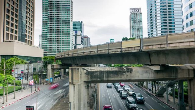 Bangkok city center traffic time lapse