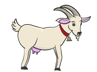 Illustration of a cartoon goat with bell