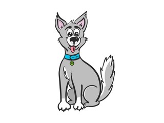Cute cartoon happy dog showing tongue