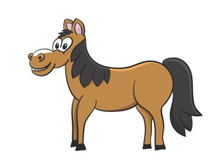 Cute illustration of brown funny horse