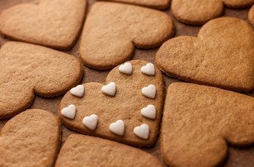 gingerbread cookies heart shaped love concept