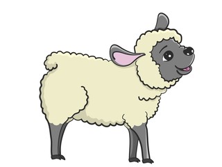 Illustration of happy sheep with black face