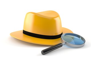 Fototapeta premium Detective hat with magnifying glass